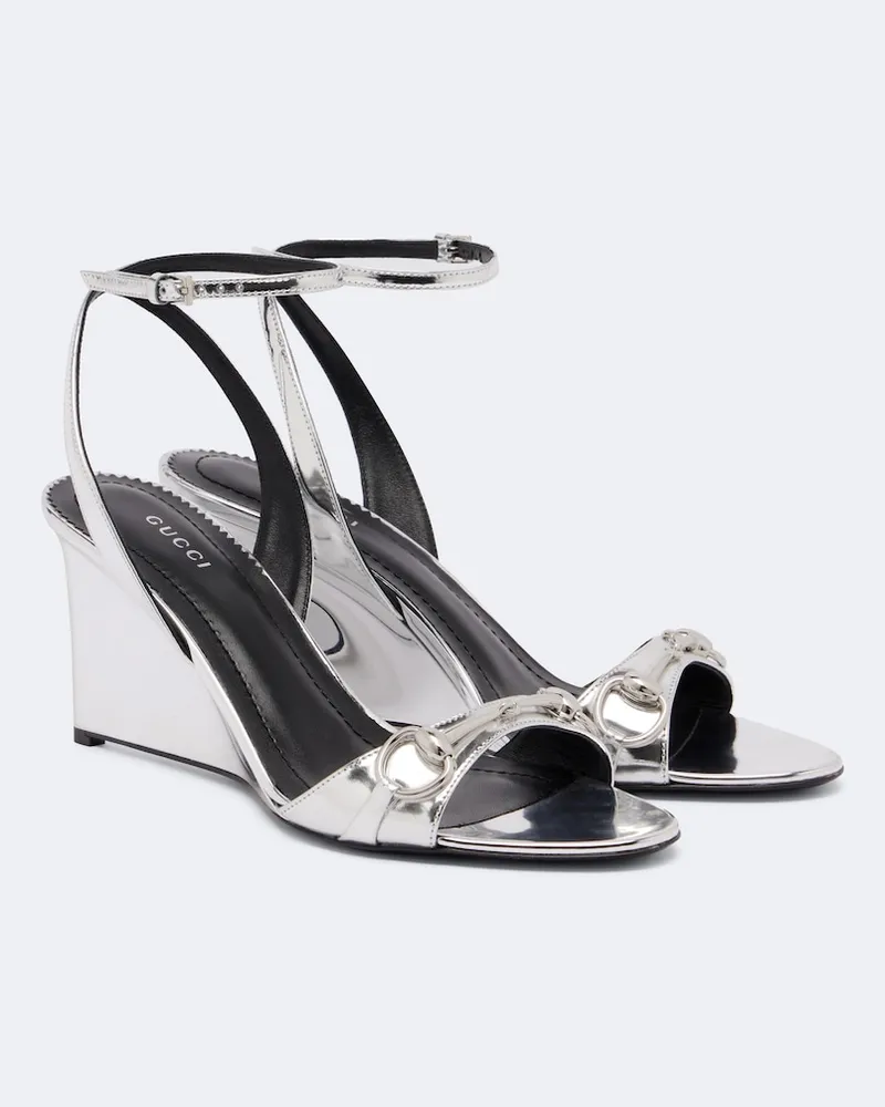 Gucci Wedge-Sandalen Donna aus Leder Silber