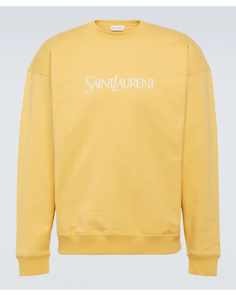 Saint Laurent Sweatshirt aus Baumwoll-Jersey Gelb