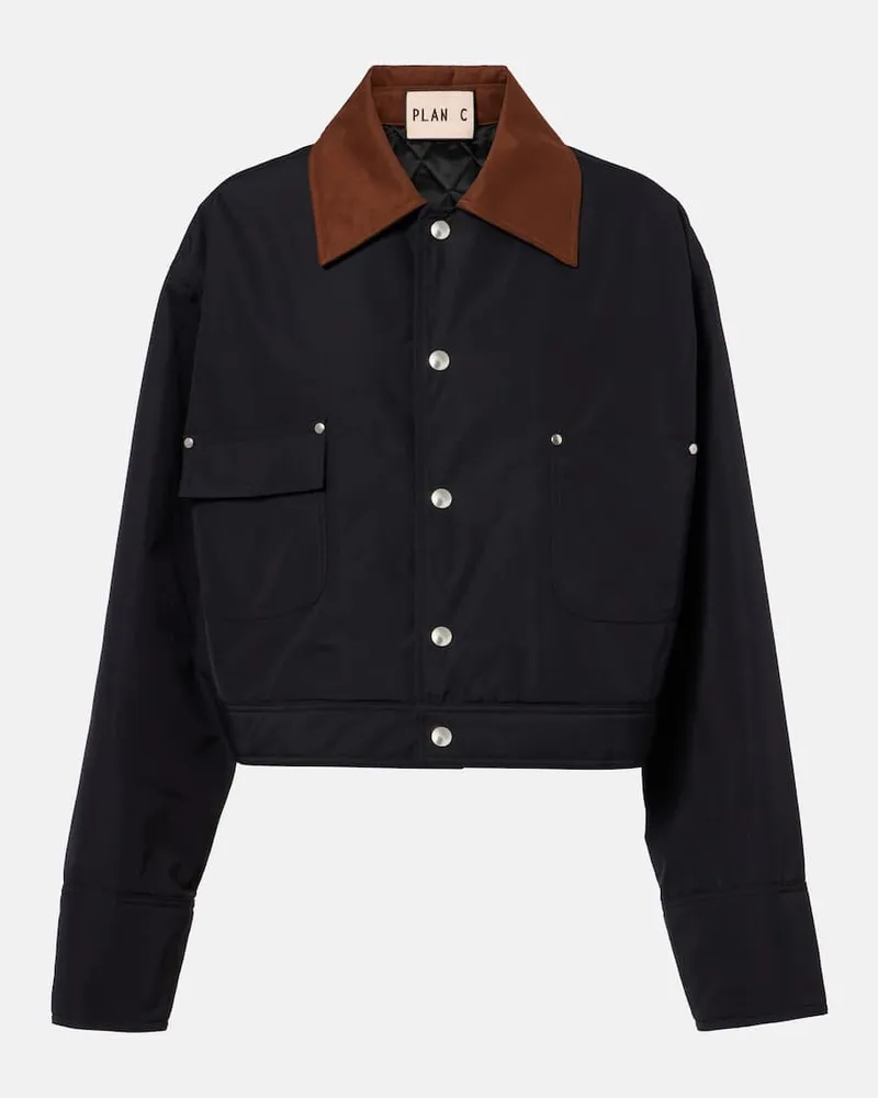 PLAN C Cropped-Jacke aus Twill Schwarz