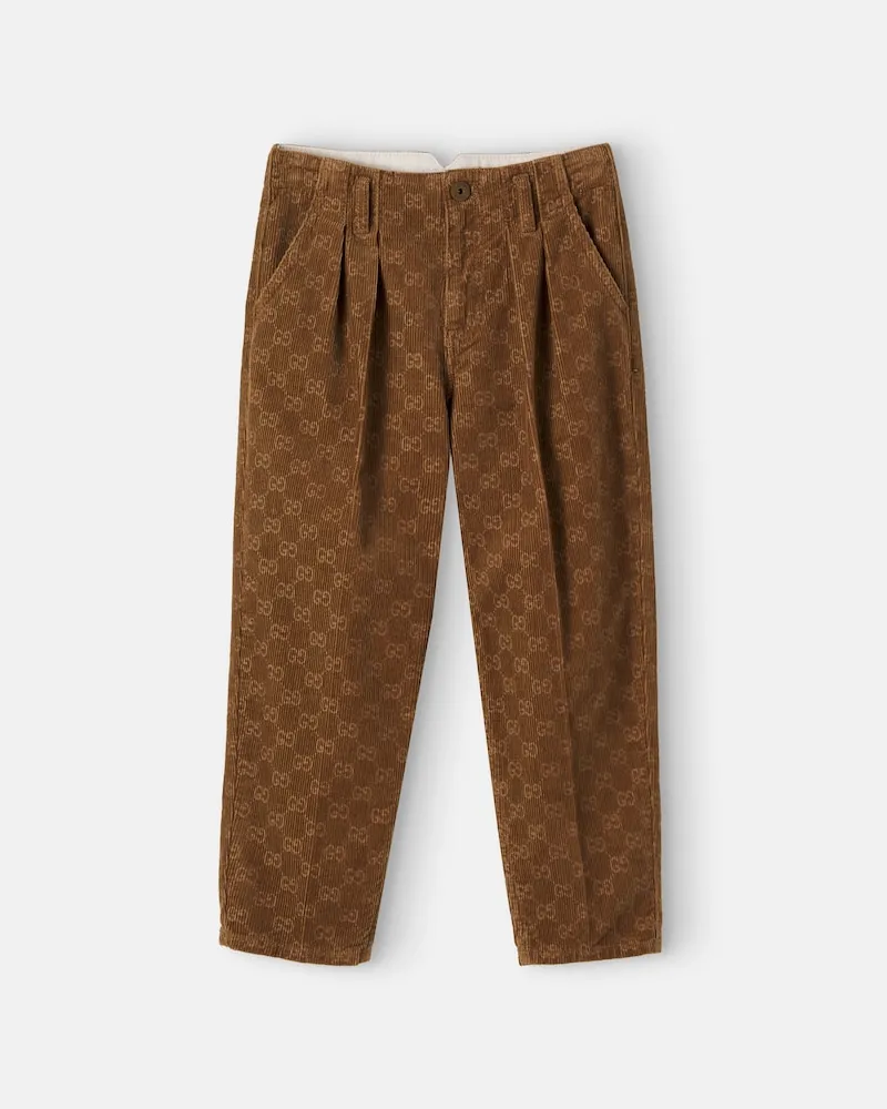 Gucci Hose GG aus Baumwoll-Cord Braun