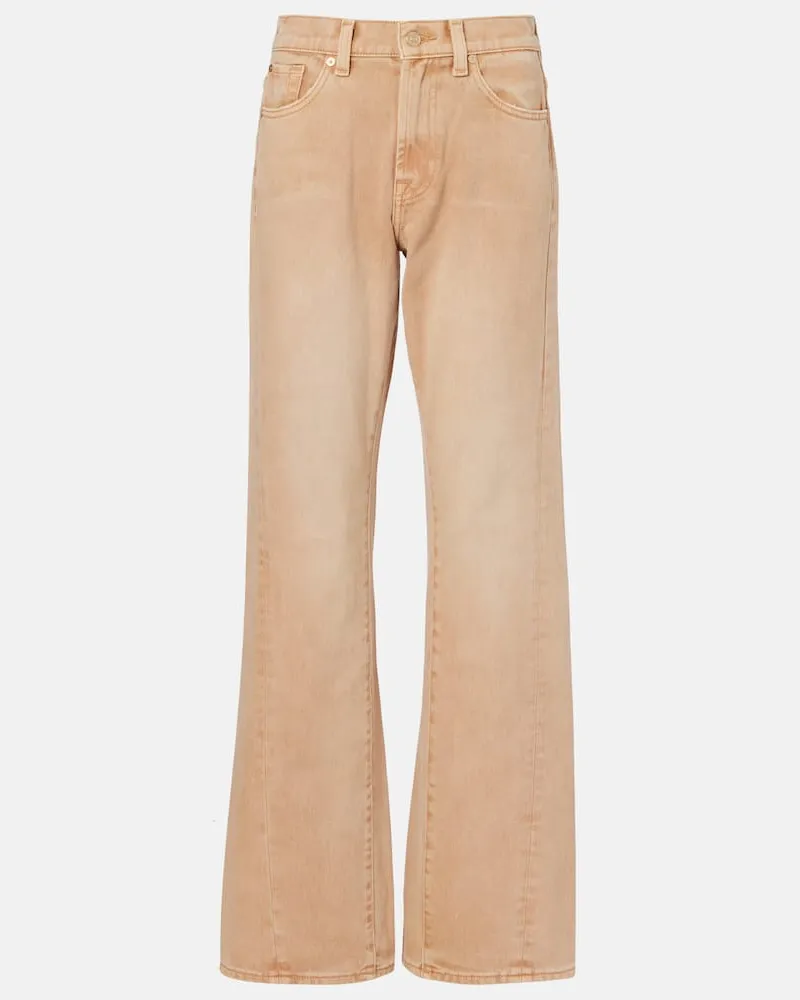 7 for all mankind Mid-Rise Wide-Leg Jeans Twisted Tess Beige