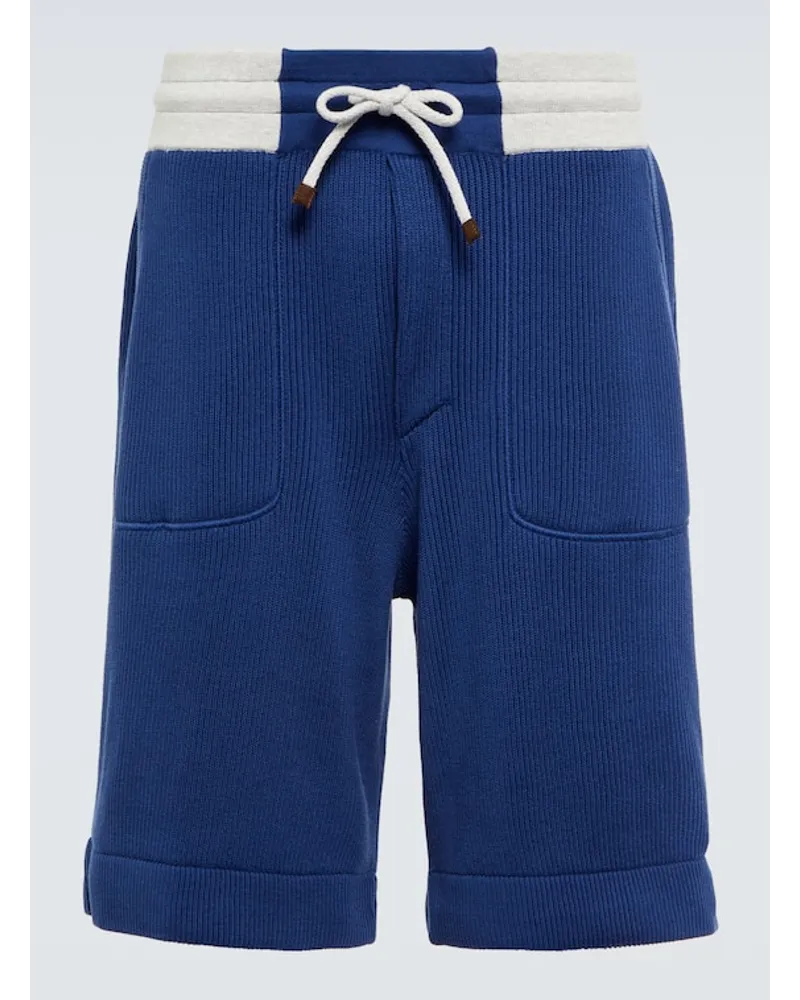 Brunello Cucinelli Bermuda-Shorts aus Baumwolle Blau