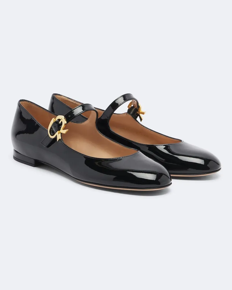 Gianvito Rossi Mary-Jane-Ballerinas Mary Ribbon aus Lackleder Schwarz