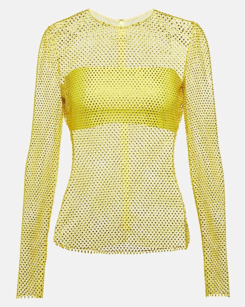 Giuseppe di Morabito Verziertes Top aus Mesh Gelb