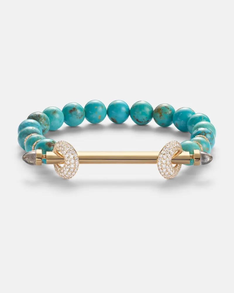 Ananya Armband Chakra aus 18kt Gelbgold mit Edelsteinen Blau