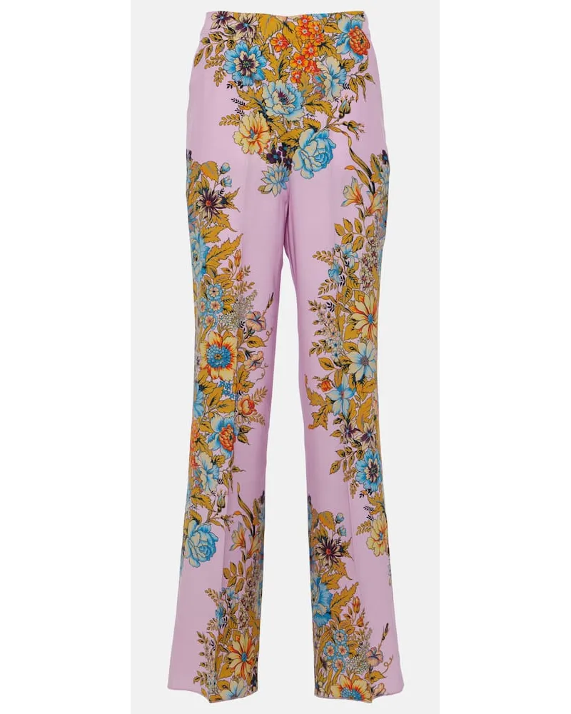 Etro Weite High-Rise-Hose aus Seide Pink