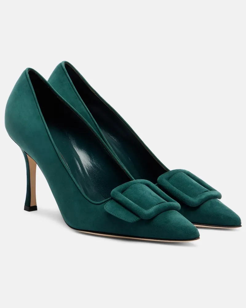 Manolo Blahnik Pumps Maysale 90 aus Veloursleder Grün