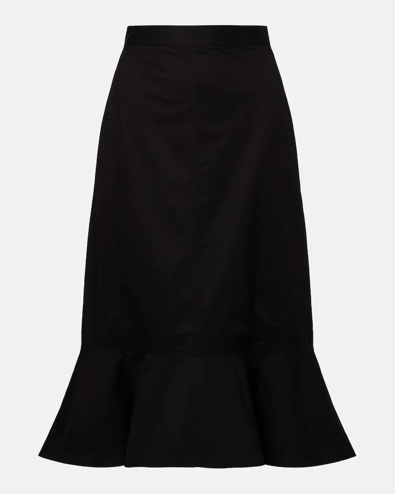 PLAN C Midirock aus Popeline Schwarz