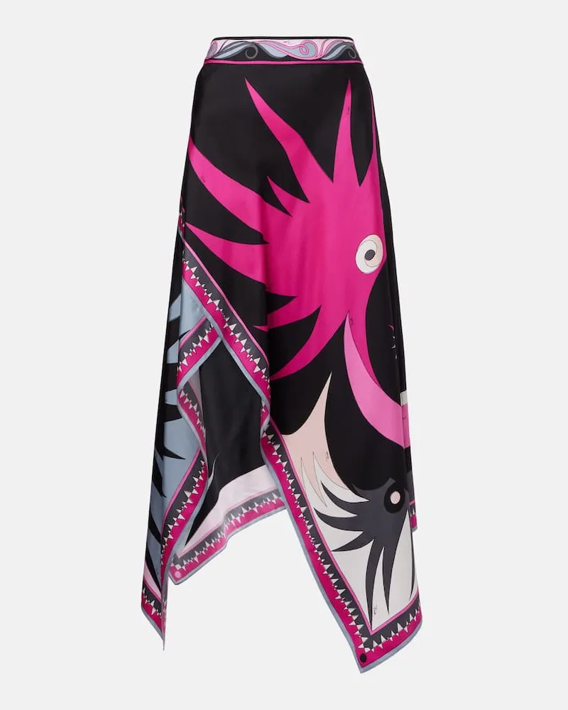 Emilio Pucci Midirock Stella aus Seide Schwarz