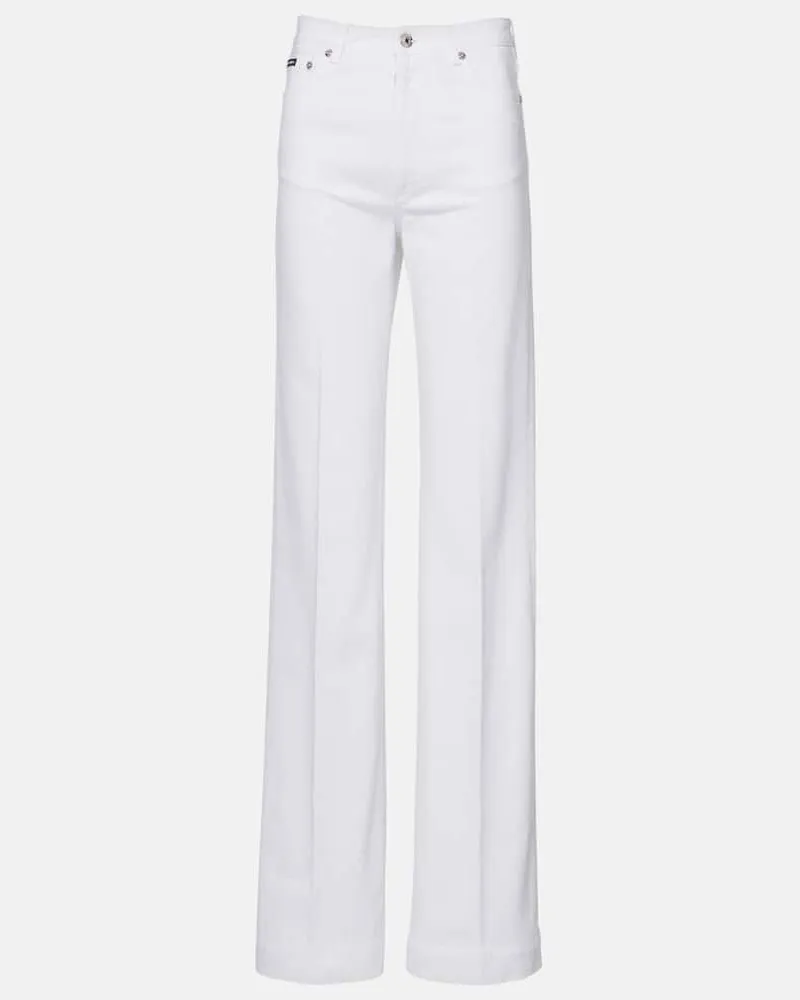 Dolce & Gabbana High-Rise Flared Jeans Capri Weiß