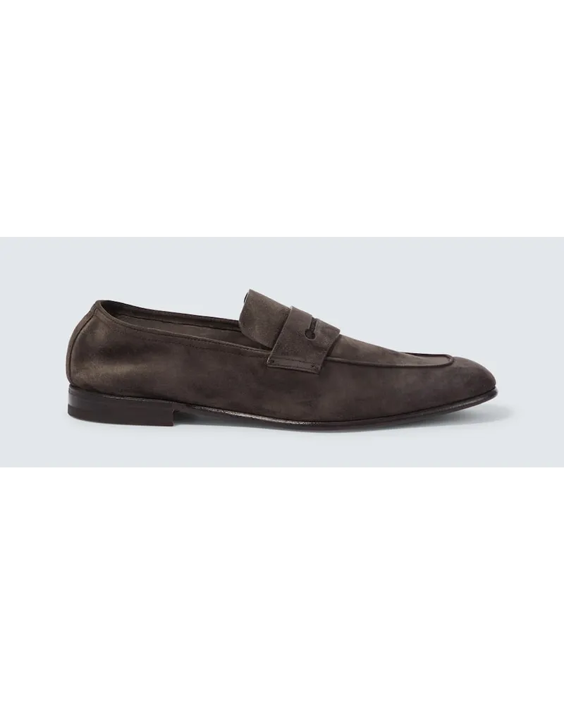 Ermenegildo Zegna Loafers L'Asola aus Veloursleder Braun