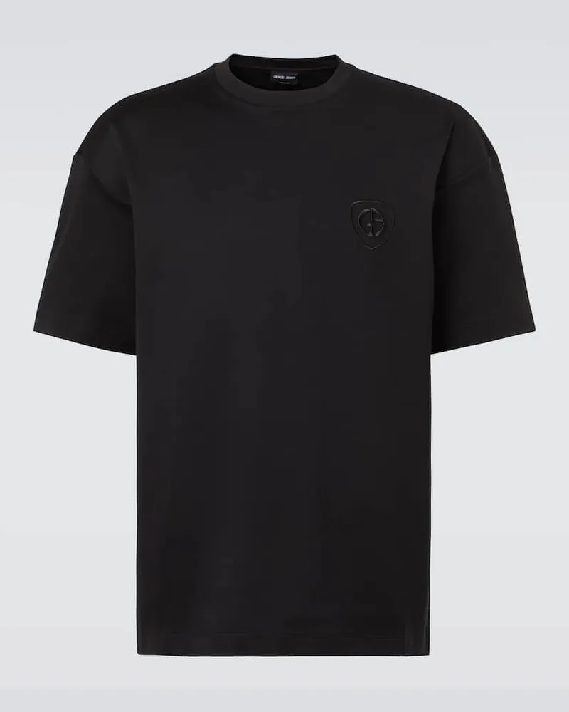Giorgio Armani T-Shirt aus Baumwoll-Jersey Schwarz