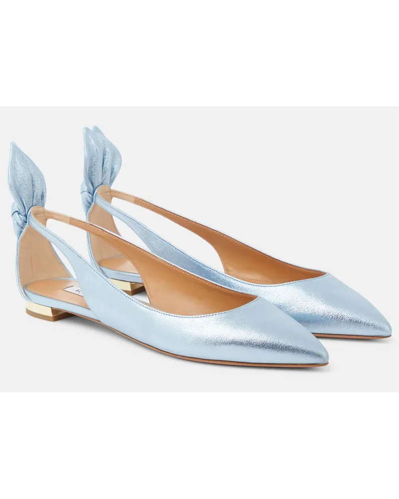 Aquazzura Ballerinas aus Metallic-Leder Blau