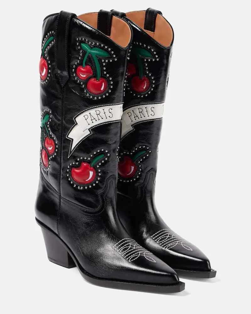 Paris Texas Westernstiefel 60 aus Leder Schwarz