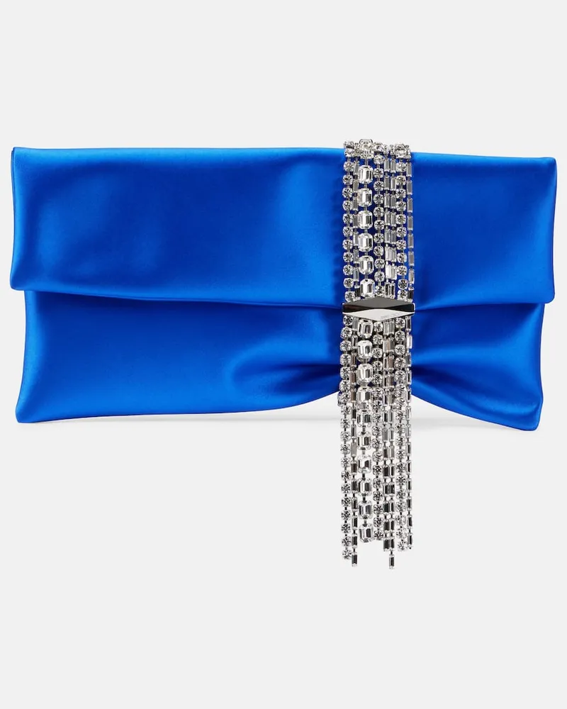 Jimmy Choo Clutch Zandra aus Satin mit Kristallen Blau