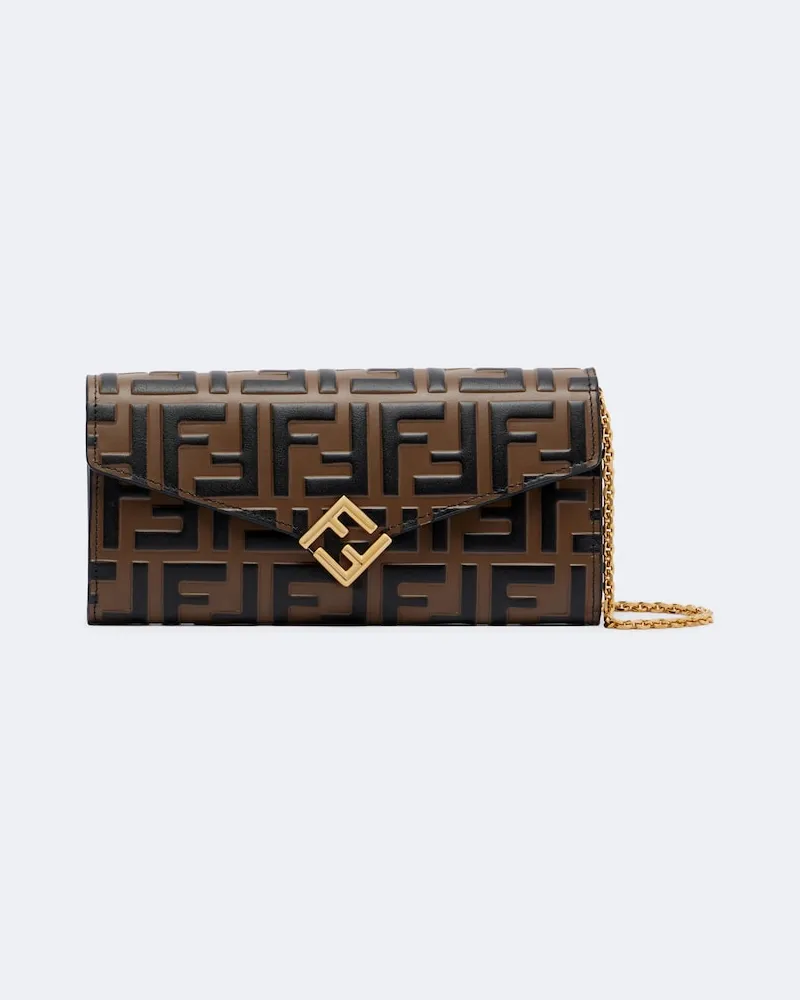 Fendi Wallet on Chain FF Diamonds aus Leder Braun