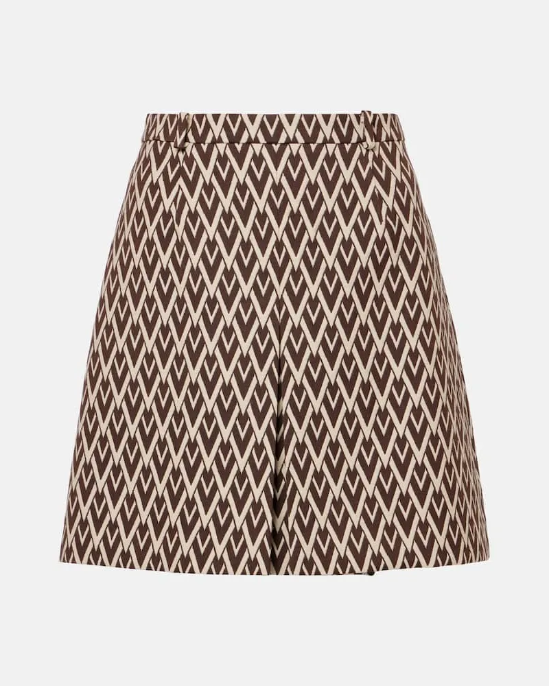 Valentino Garavani Minirock Toute La V aus Woll-Jacquard Braun