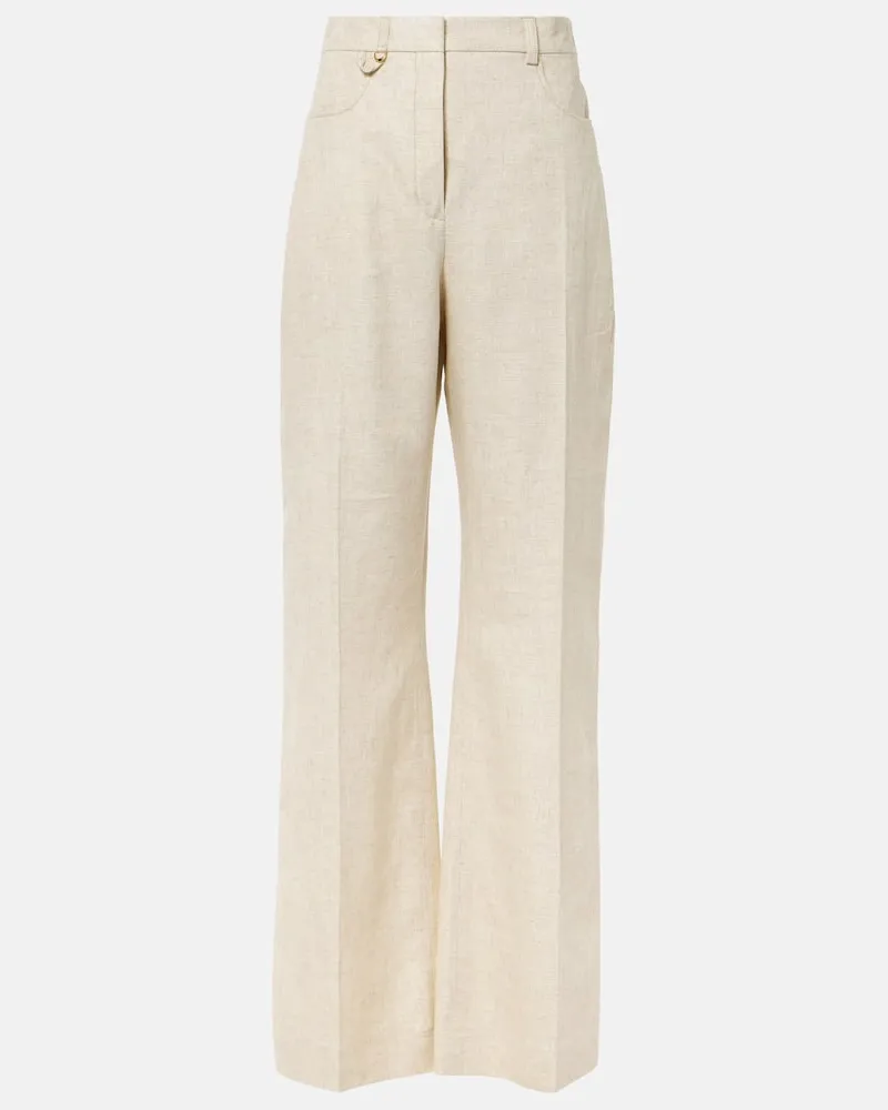 Jacquemus Gerade High-Rise-Hose Sauge Beige