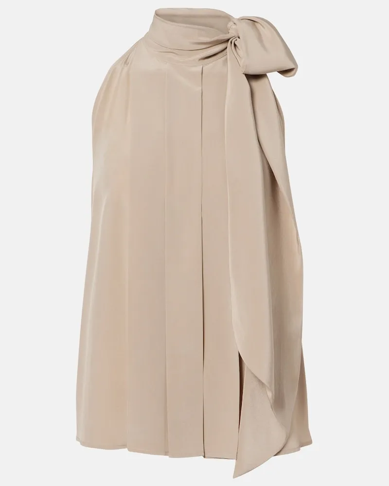 Max Mara Top aus Crêpe de Chine aus Seide Beige