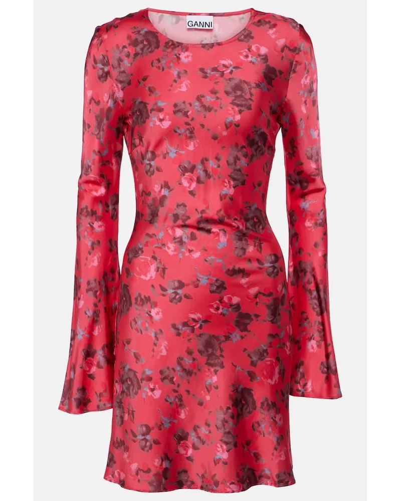 Ganni Minikleid aus Satin Rot