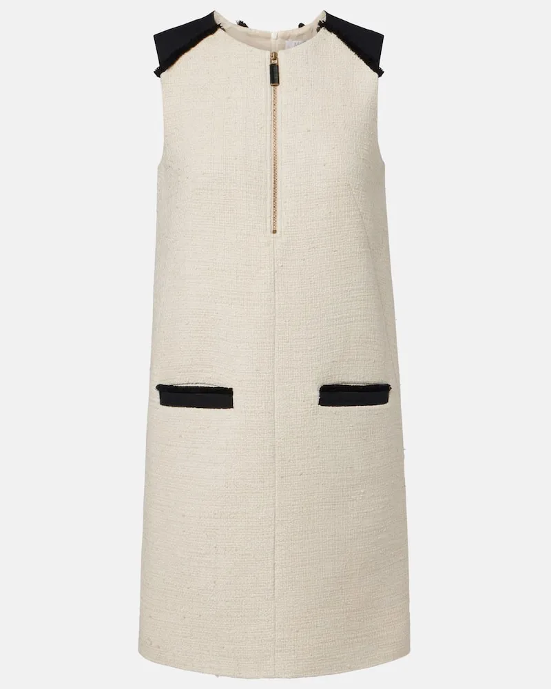 Max Mara Midikleid Mito aus Baumwolle und Leinen Weiß