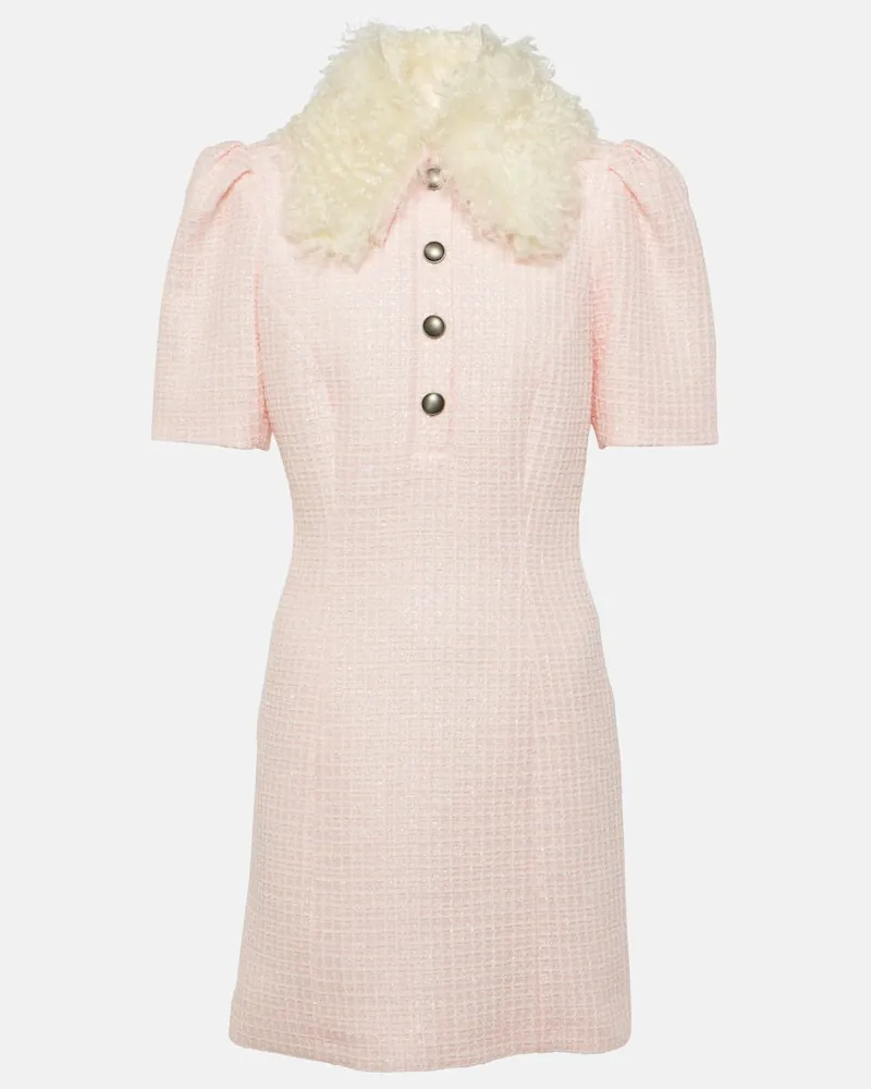 Alessandra Rich Verziertes Minikleid aus Tweed Rosa