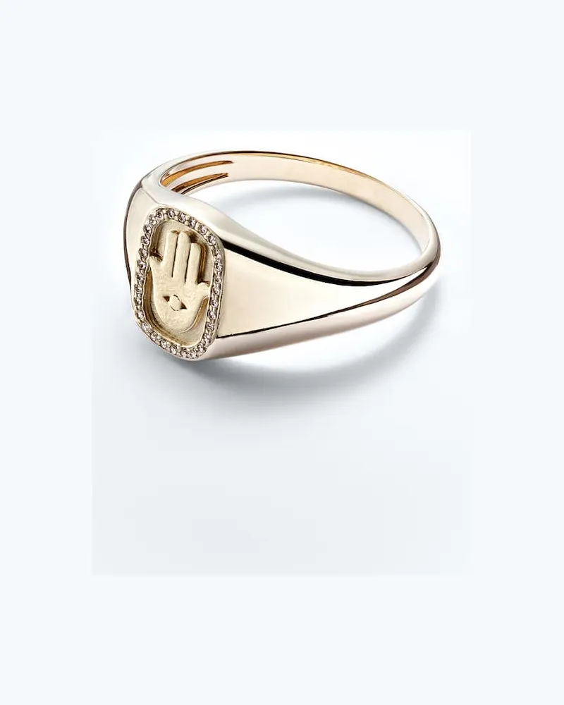 Sydney Evan Ring Hamsa Icon aus 14kt Gelbgold mit Diamanten Gold