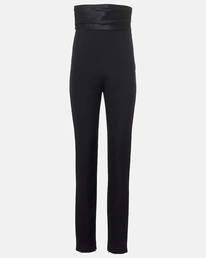 KHAITE Schmale High-Rise-Hose Lenro mit Satin Schwarz