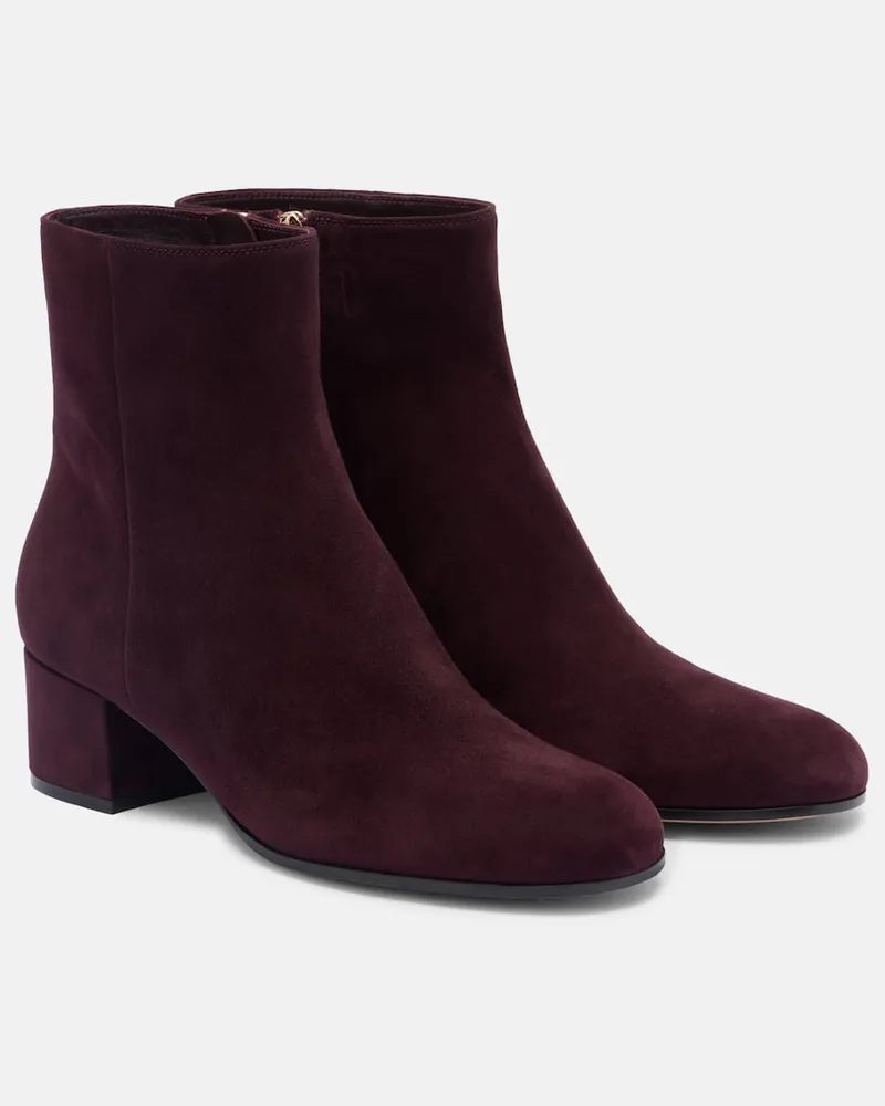 Gianvito Rossi Ankle Boots Joelle 45 aus Samt Burgunderrot