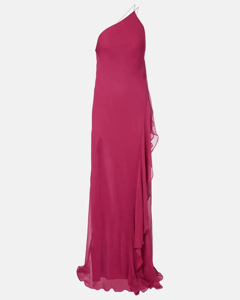 The Sei One-Shoulder-Robe aus Seide Rosa