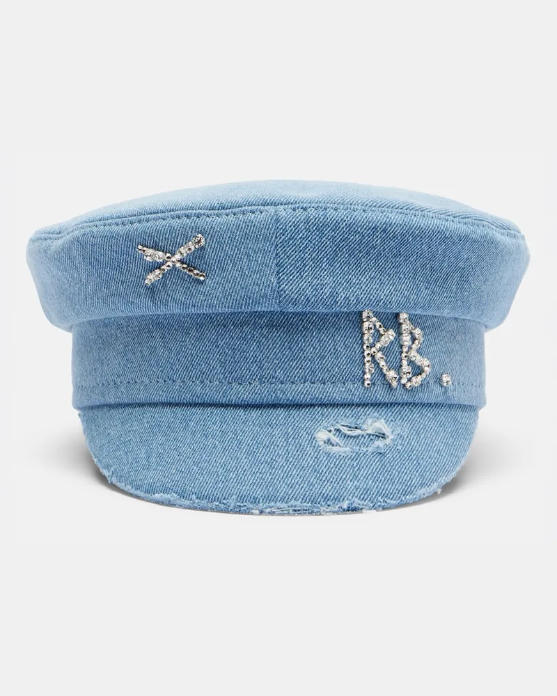 RUSLAN BAGINSKIY Verzierte Schiebermütze aus Denim Blau
