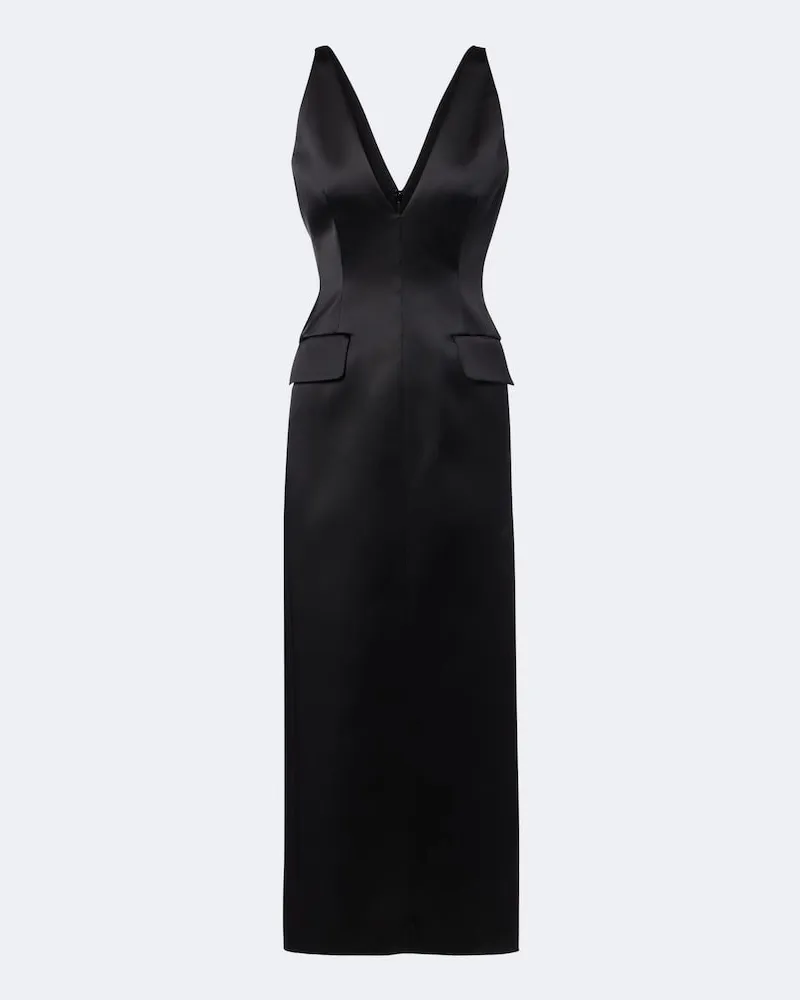SPORTMAX Midikleid aus Satin Schwarz