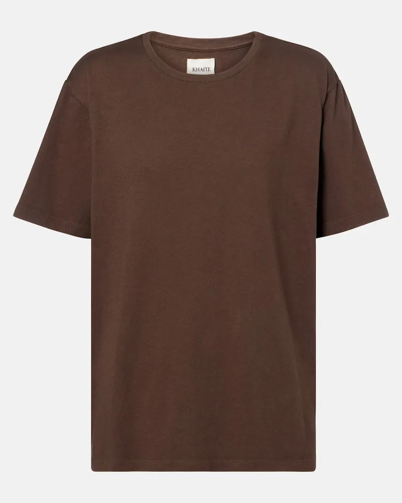 KHAITE T-Shirt Mae aus Baumwoll-Jersey Braun