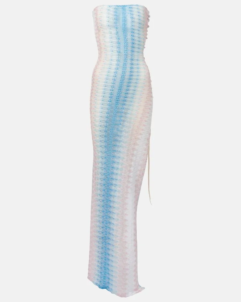 Missoni Maxikleid aus Häkelstrick Blau