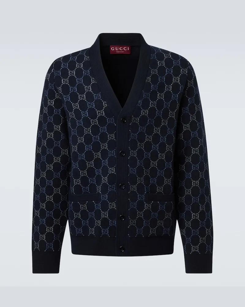 Gucci Cardigan GG aus einem Wollgemisch Blau