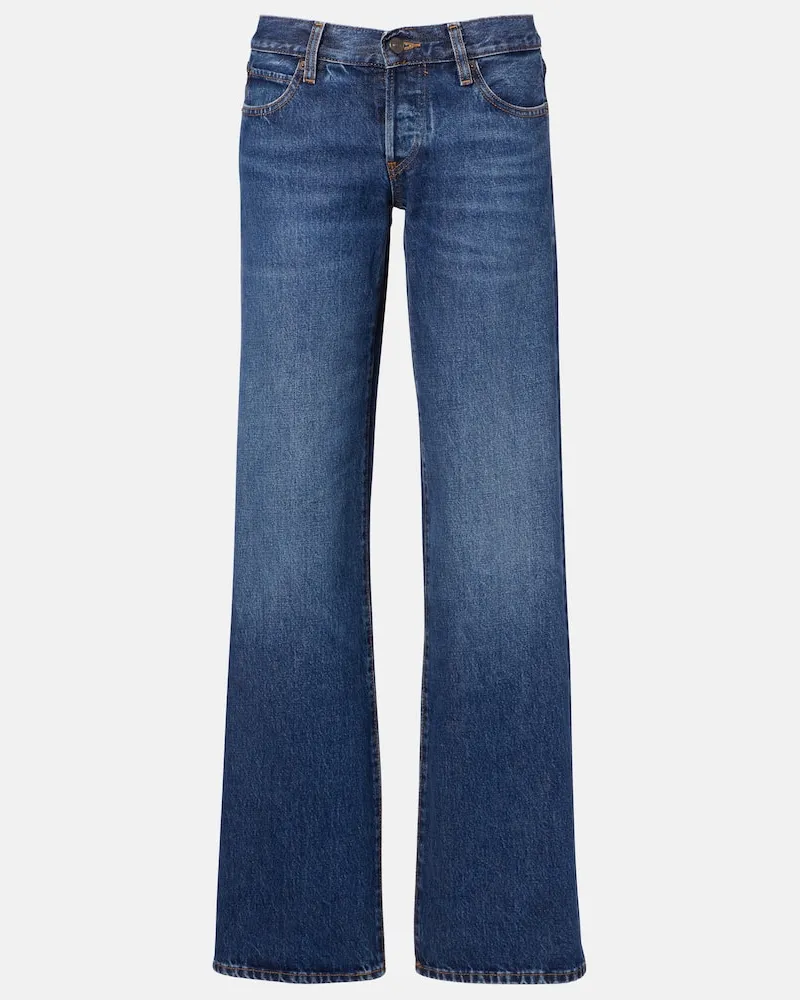 Frame Denim Low-Rise Straight Jeans The Gray Blau