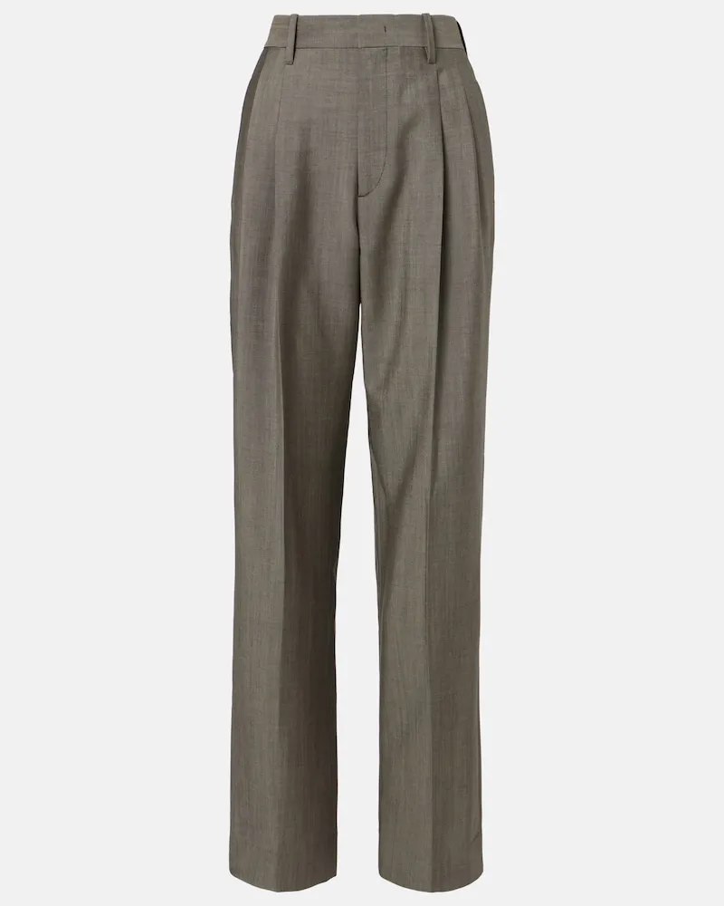 Victoria Beckham Gerade Hose aus Wolle und Mohair Grau
