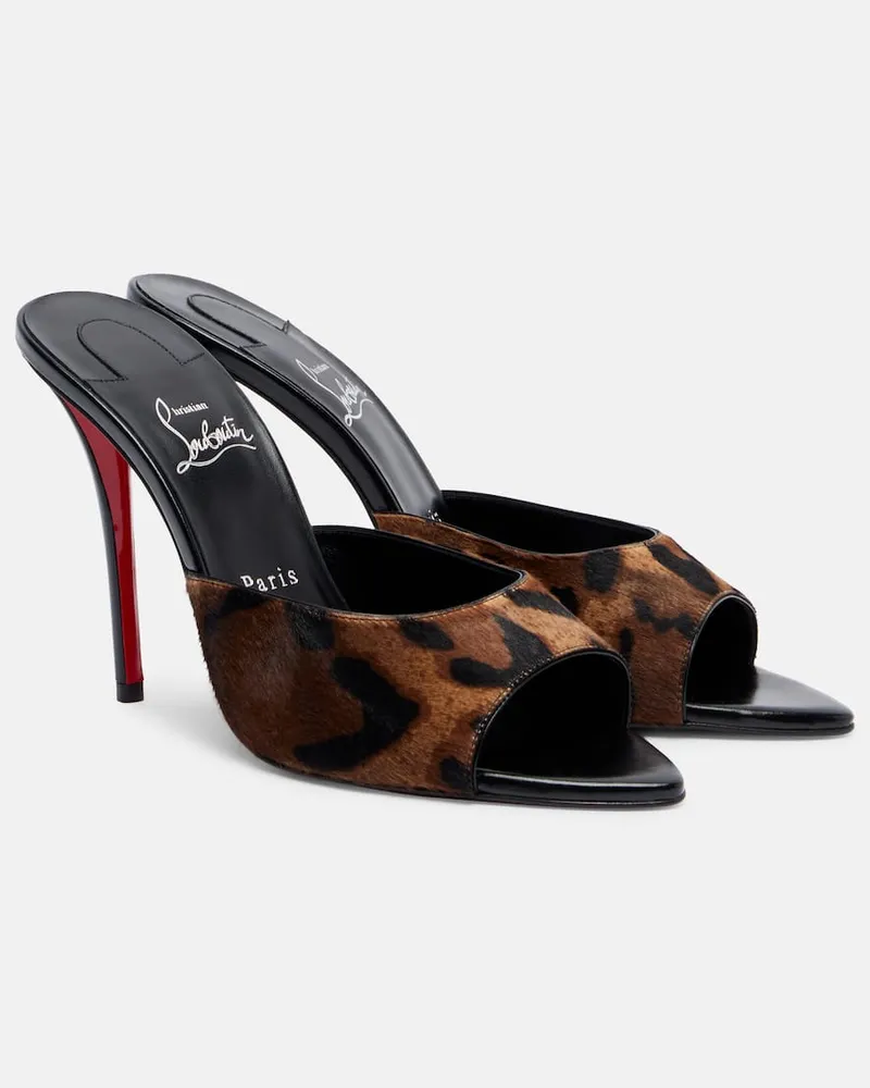 Christian Louboutin Pantoletten Miss Z 100 aus Kalbshaar Braun