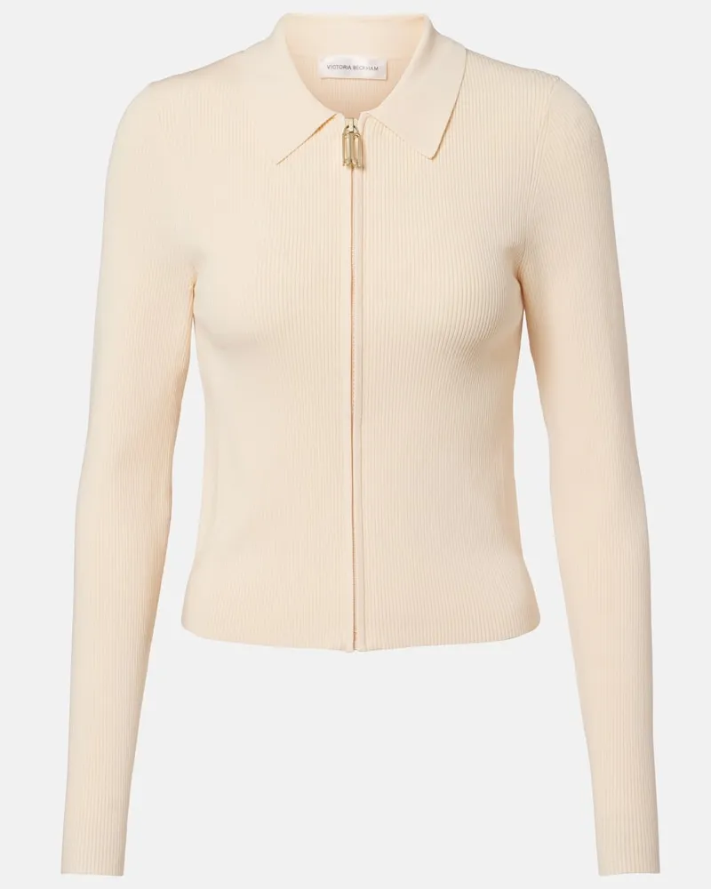 Victoria Beckham Cardigan Mila aus Rippstrick Beige