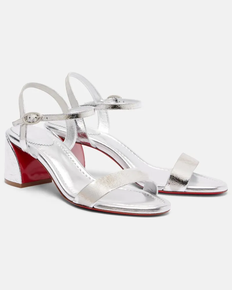 Christian Louboutin Sandalen Miss Jane 55 aus Metallic-Leder Silber