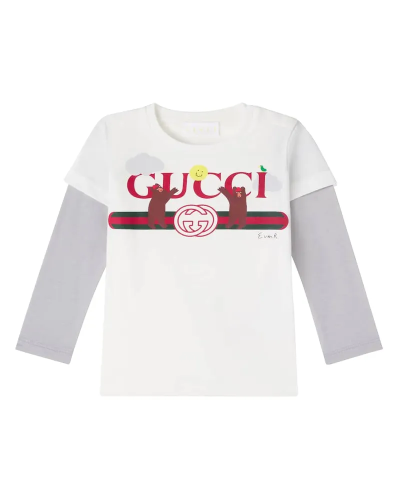 Gucci X Euan Roberts Baby Longsleeve aus Baumwoll-Jersey Weiß