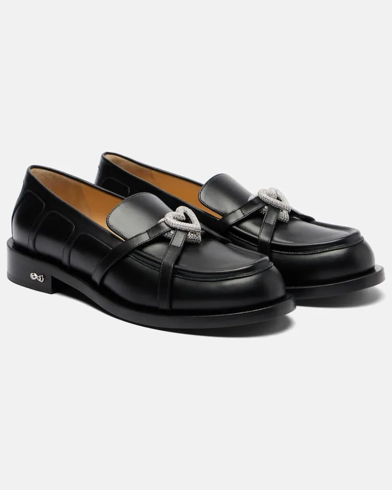 Mach & Mach Loafers Double Heart aus Leder Schwarz