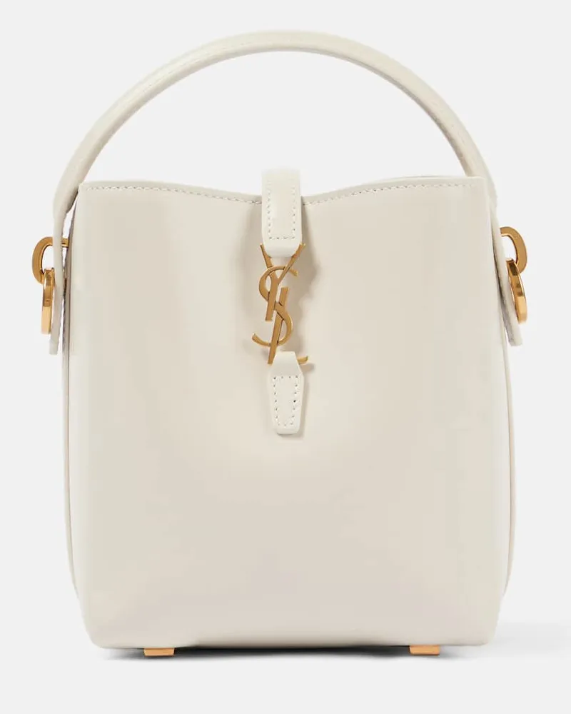 Saint Laurent Bucket Bag Le 37 Mini aus Leder Weiß