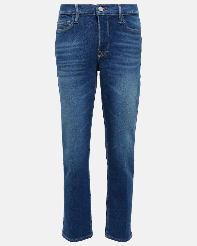 Frame Denim Mid-Rise Straight Jeans Le Nouveau Blau