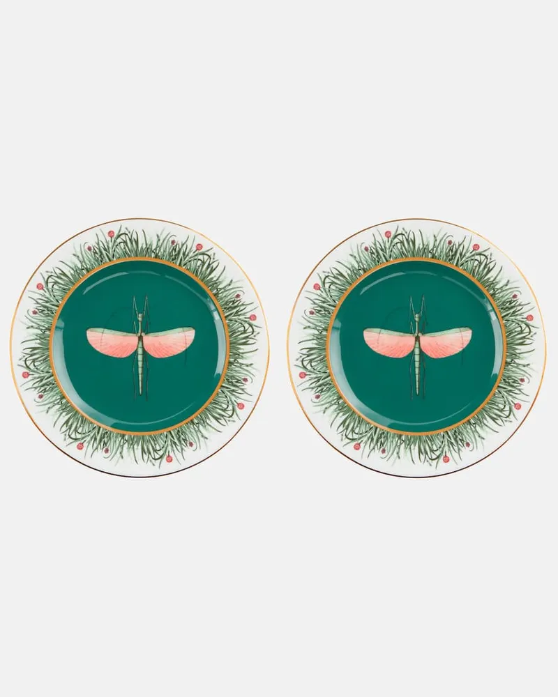 La DoubleJ Set Libellula aus zwei Speisetellern Grün