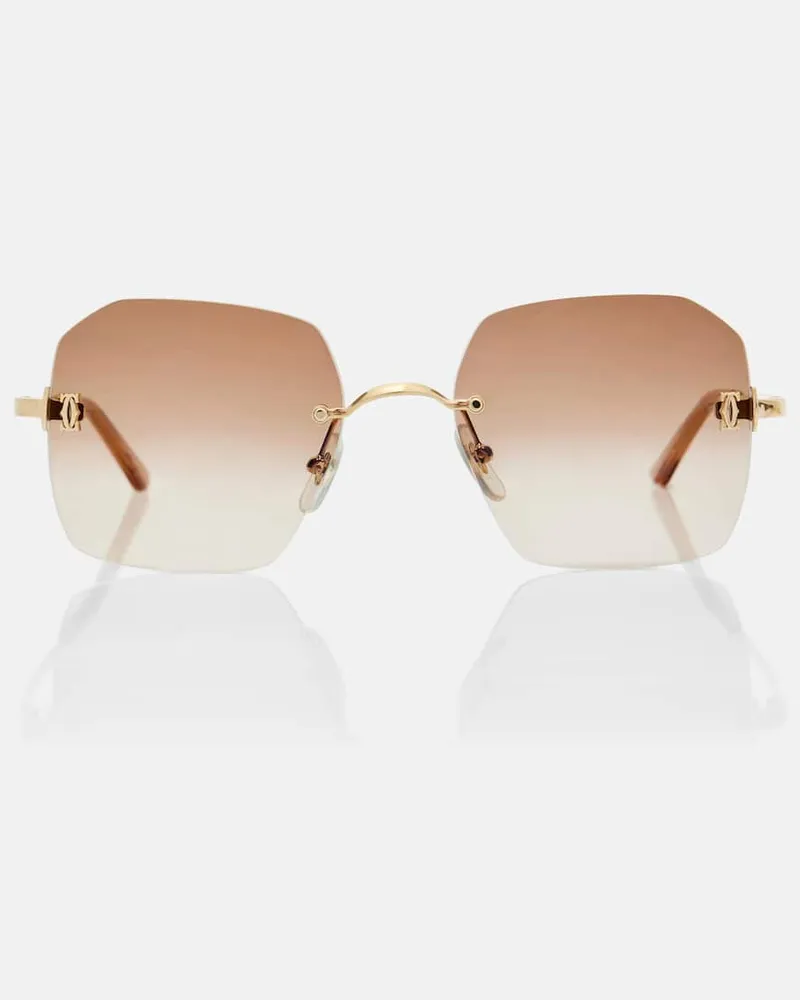 Cartier Eckige Sonnenbrille Signature C Gold