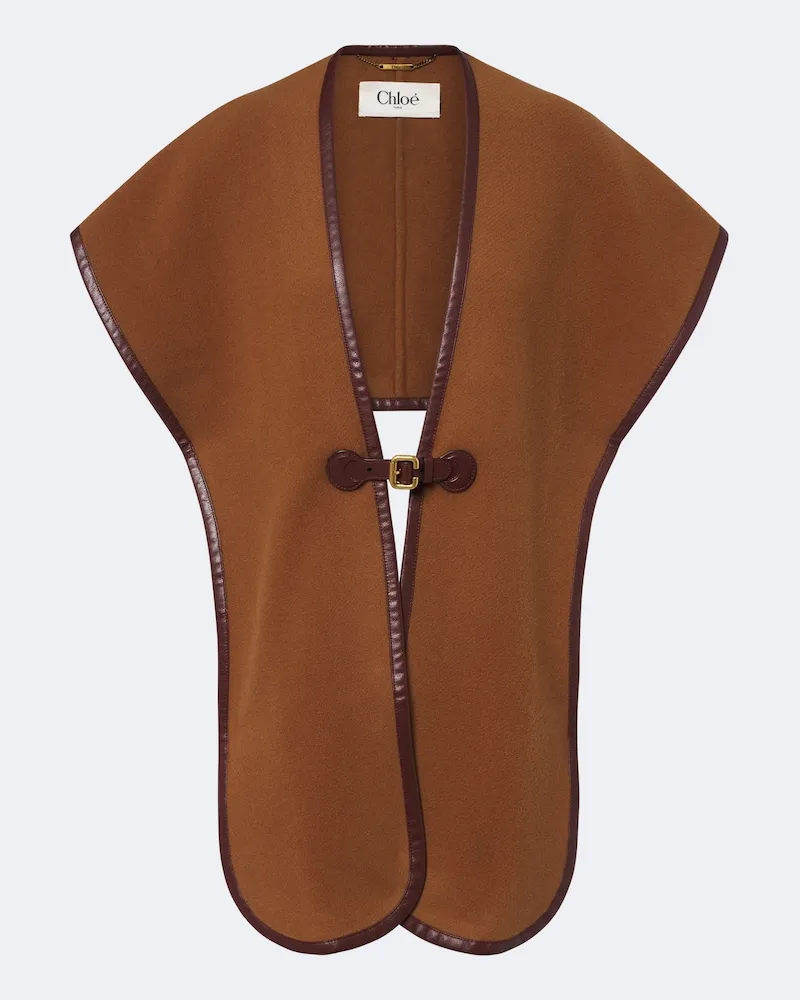 Chloé Chloé Schal aus einem Wollgemisch mit Leder Braun