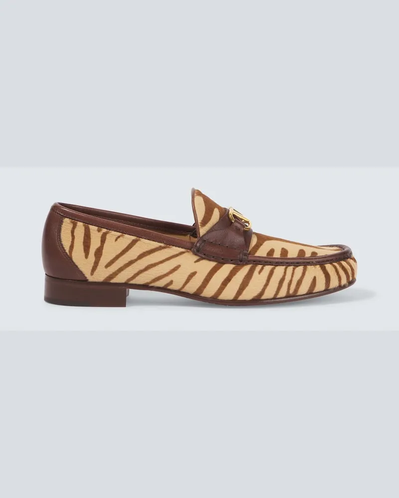 Valentino Garavani Loafers VLogo aus Kalbshaar Beige