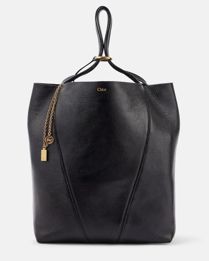 Chloé Chloé Tote Bag Chloé Spin Large aus Leder Schwarz