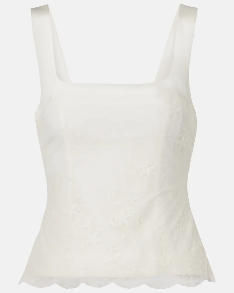 Posse Besticktes Top Cove aus Tüll Weiß